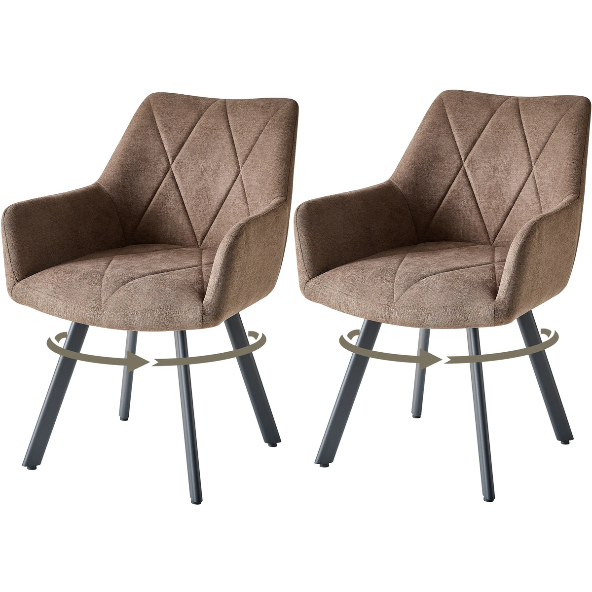 Swivel Dining Chairs – Set of 2 or 4, 360° with Armrests