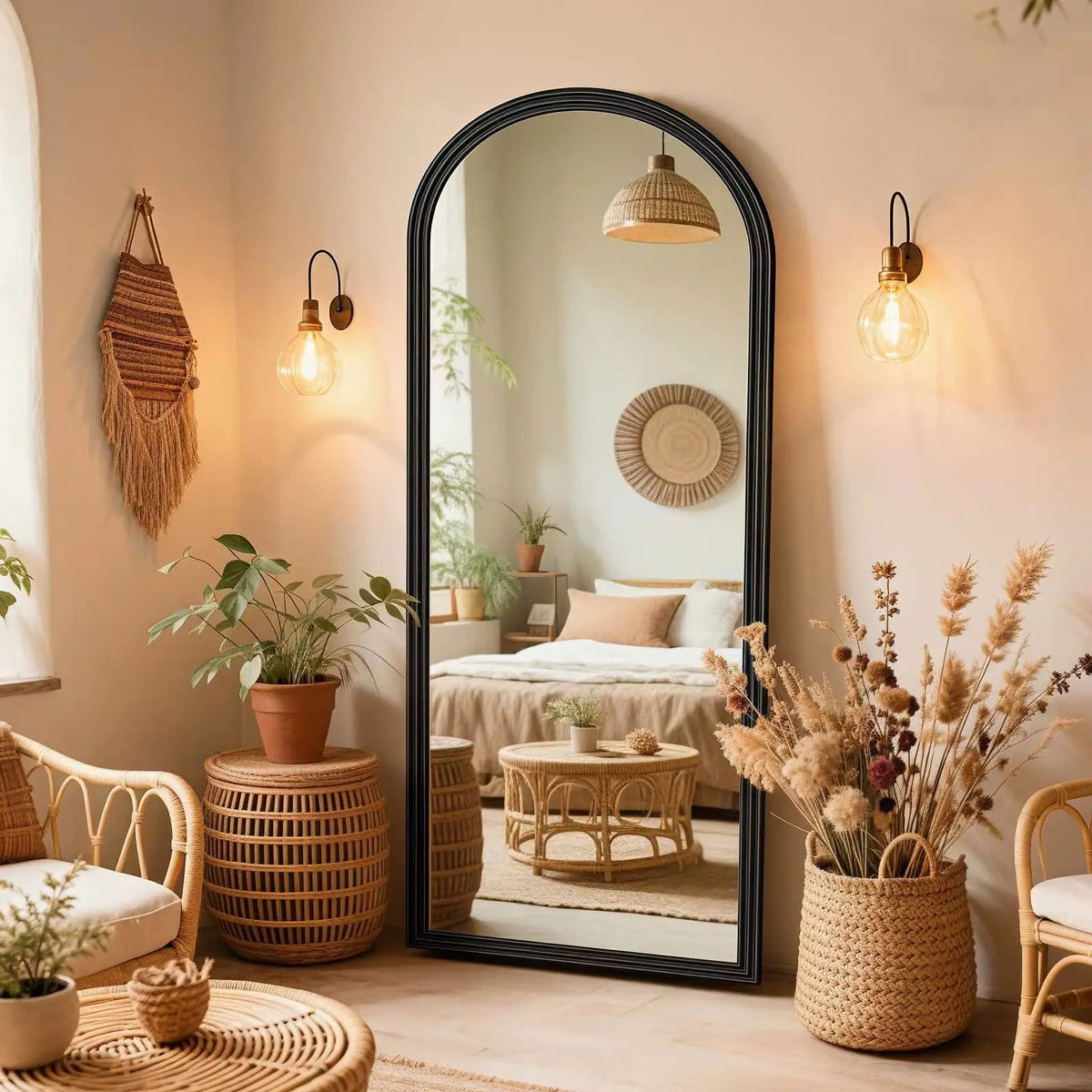 Arch Full-Length Standing Mirror – Natural Wood Frame