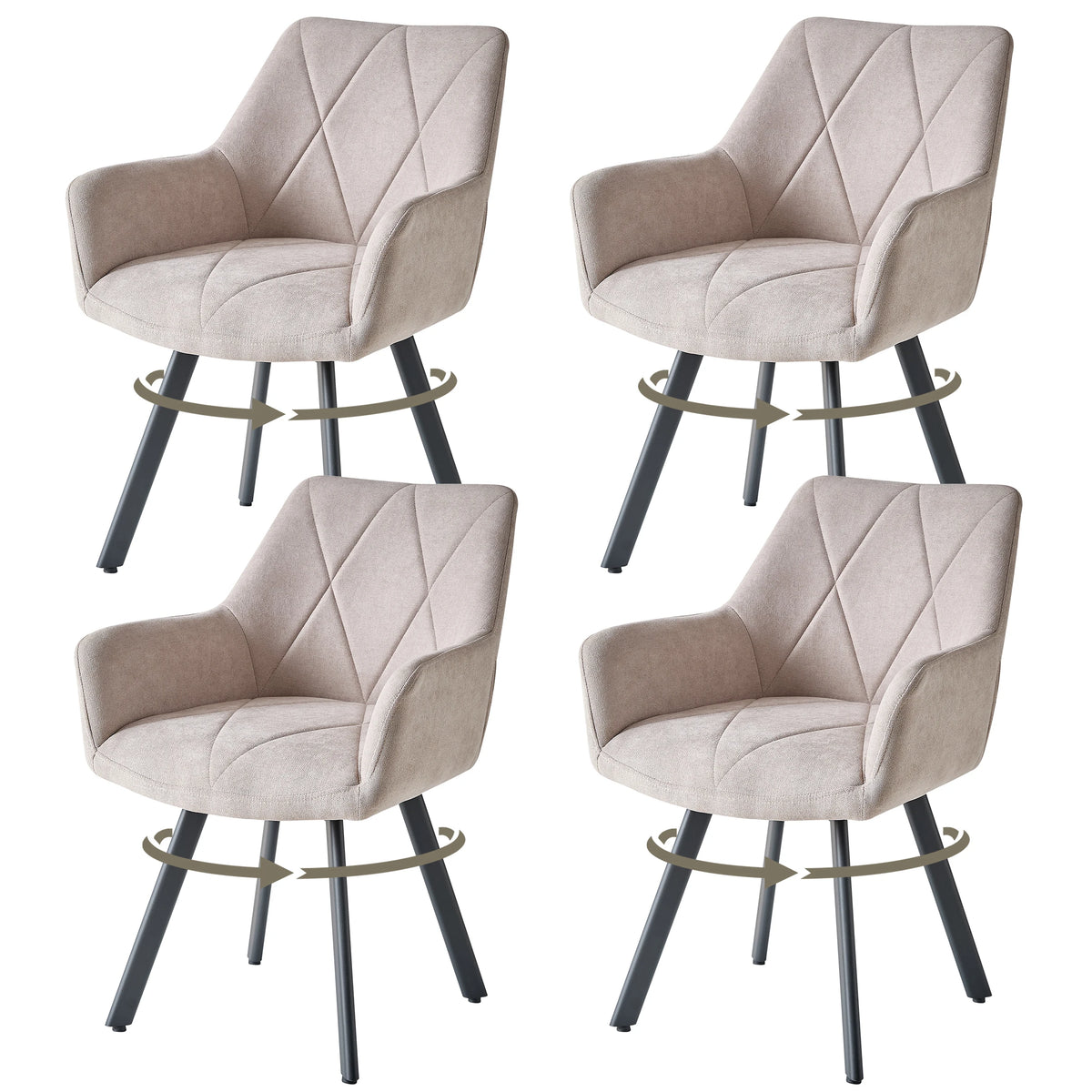 Swivel Dining Chairs – Set of 2 or 4, 360° with Armrests