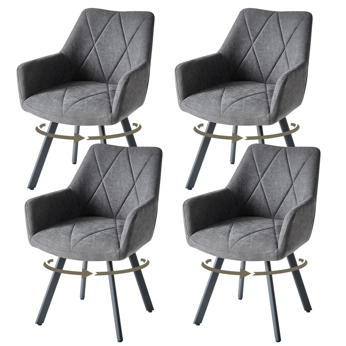 Swivel Dining Chairs – Set of 2 or 4, 360° with Armrests