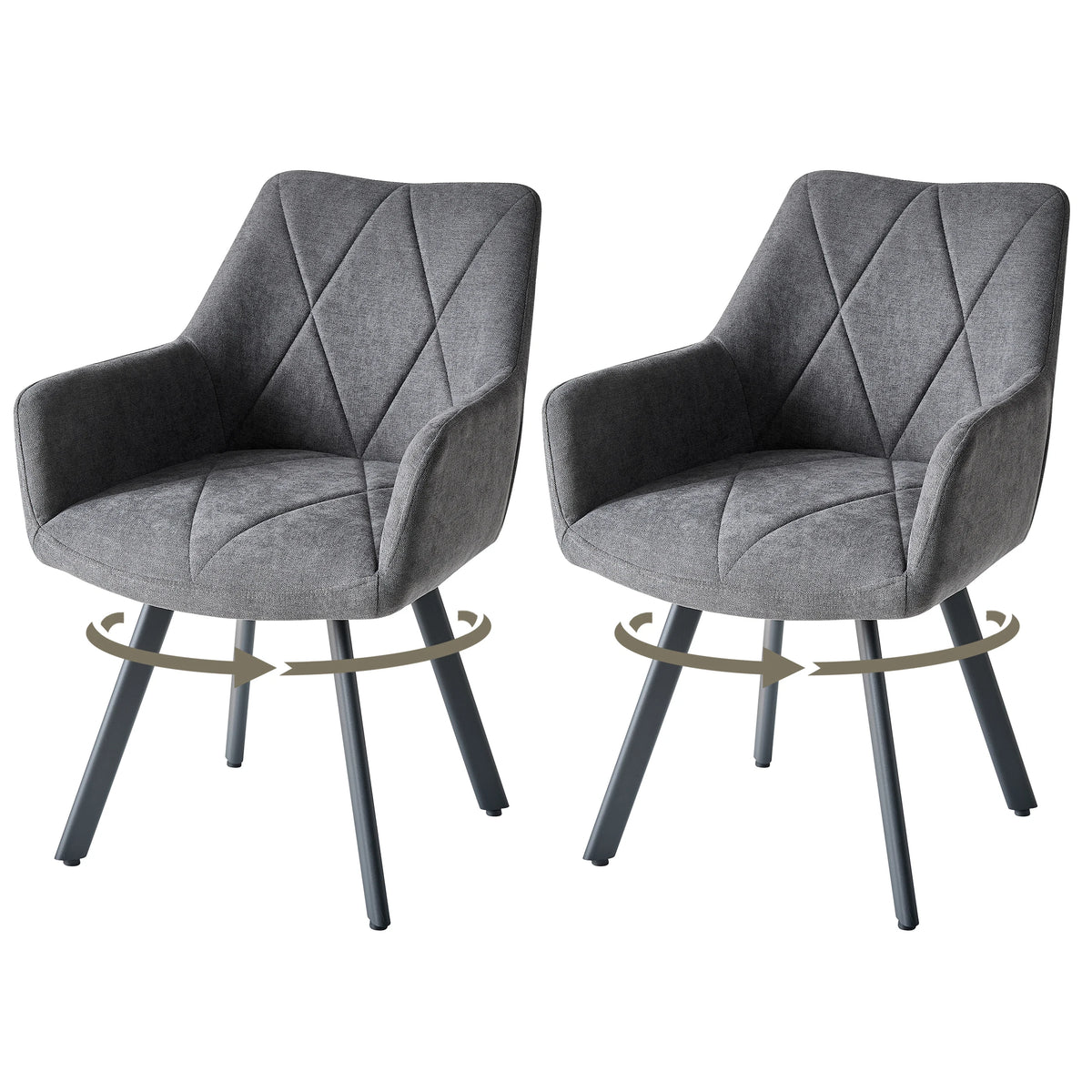 Swivel Dining Chairs – Set of 2 or 4, 360° with Armrests