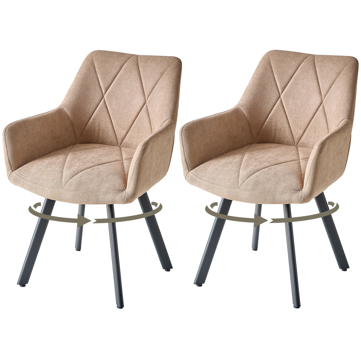 Swivel Dining Chairs – Set of 2 or 4, 360° with Armrests