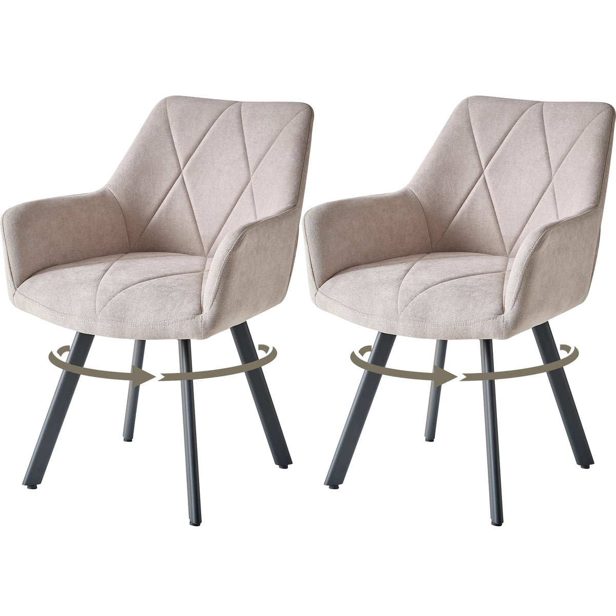 Swivel Dining Chairs – Set of 2 or 4, 360° with Armrests