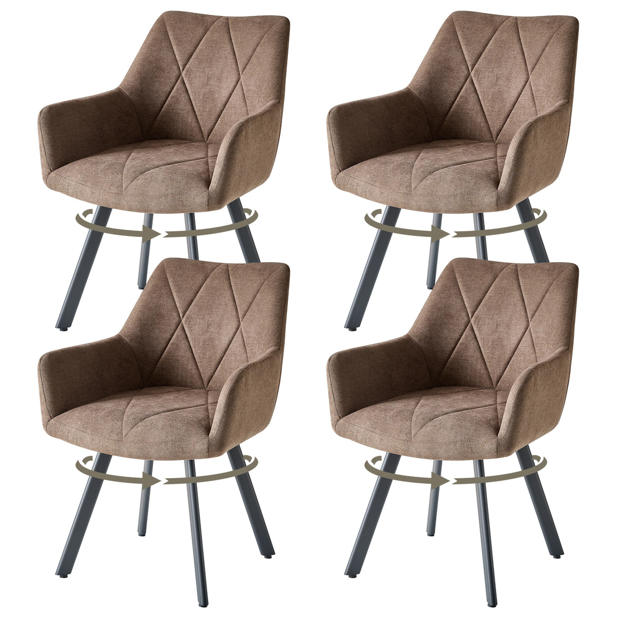 Swivel Dining Chairs – Set of 2 or 4, 360° with Armrests