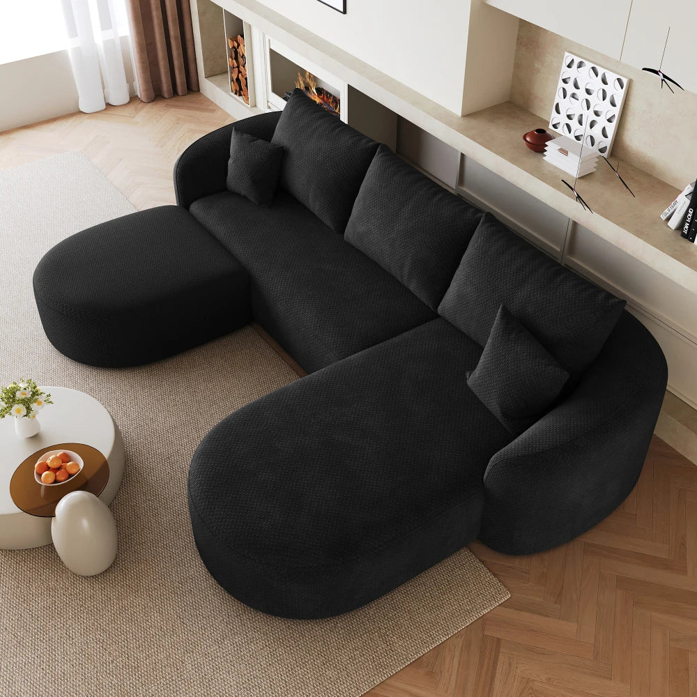 Modular U-Shaped Cloud Sofa – Black