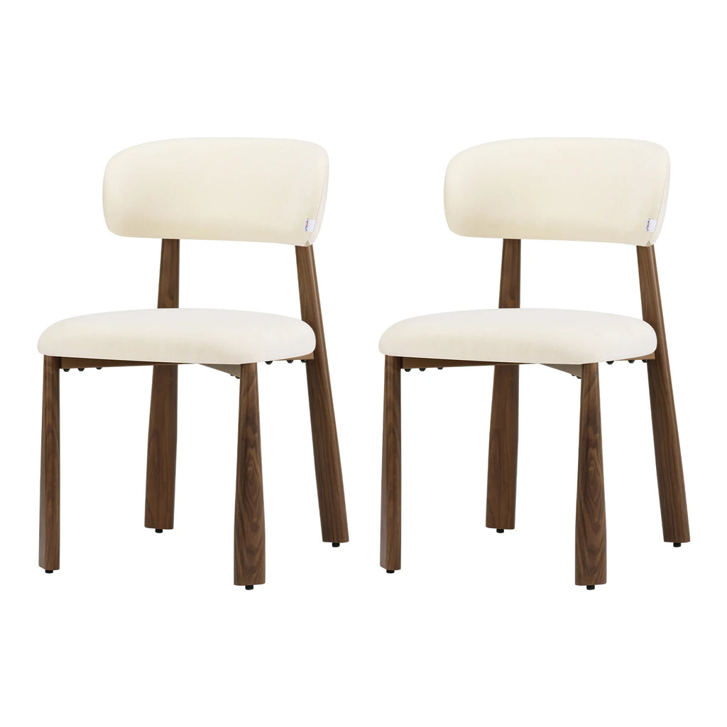 Dining Chairs Set of 2 – Chenille Upholstery & Metal Legs