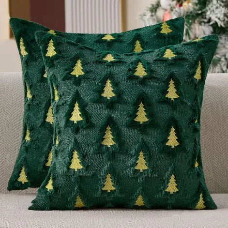 Christmas Tree Embroidered Cushion Cover – 2 piece set, 45x45 cm