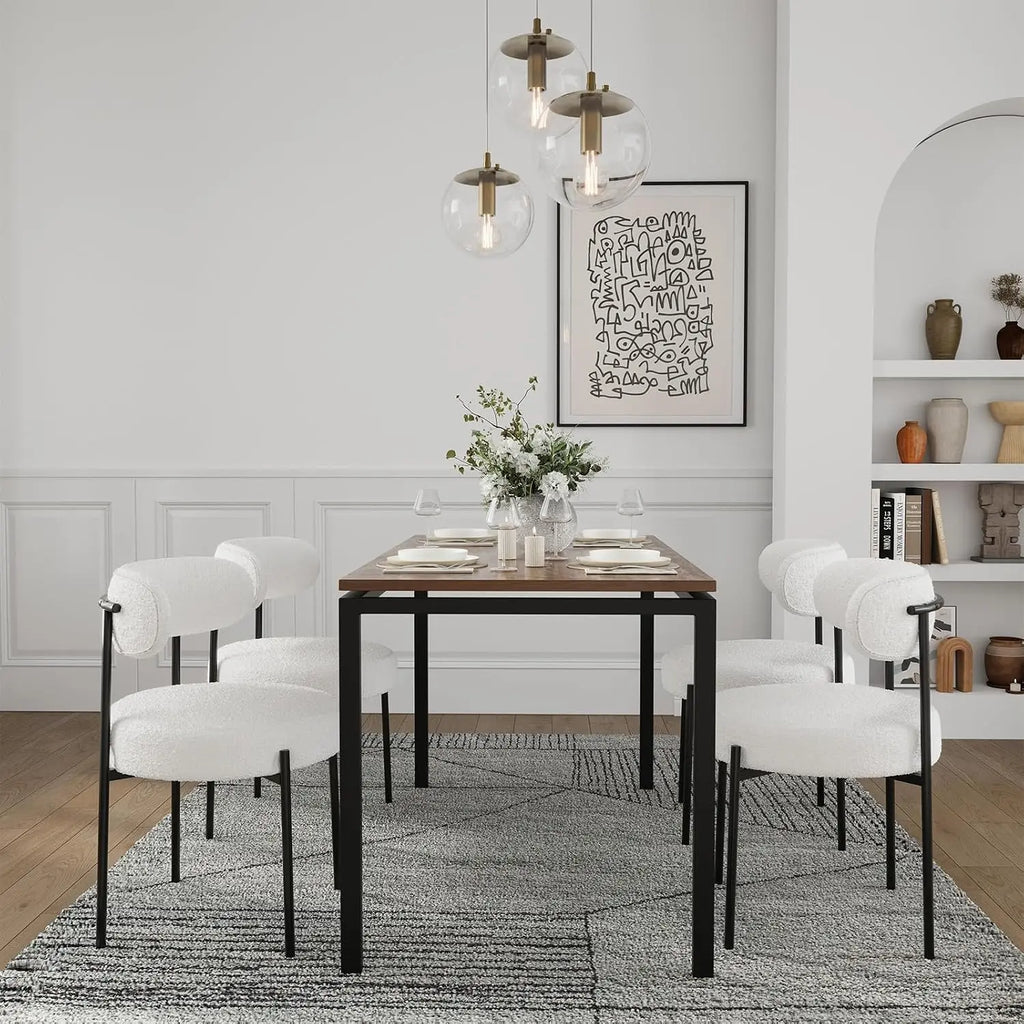 Dining Chairs Set of 2 – Curved Backrest & Metal Legs