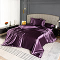 Satin Bedding Set – Duvet Cover, Sheet & Pillowcases Aubergine