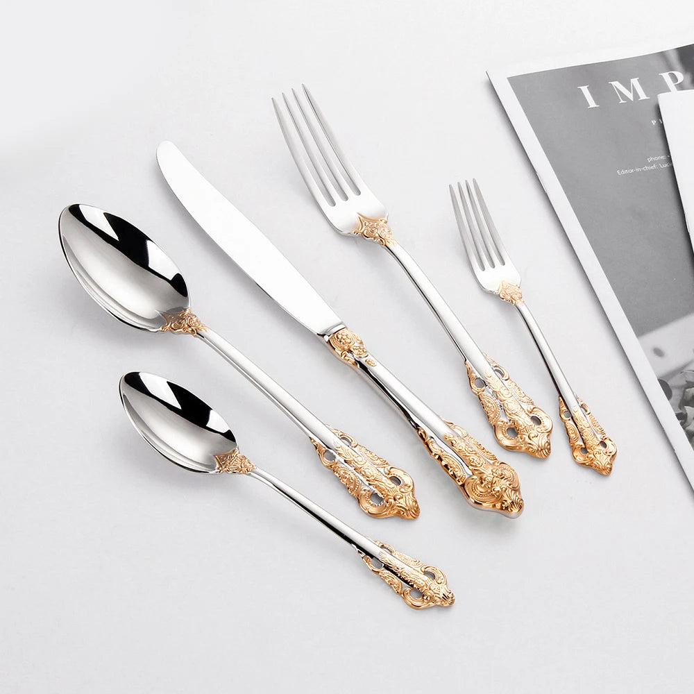 Baroque Gold Plated Stainless Steel Cutlery Set