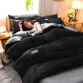 Plush Duvet Cover – Soft Fluffy Bedding Set Black