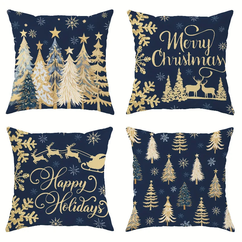 Embroidered Christmas Cushion Cover