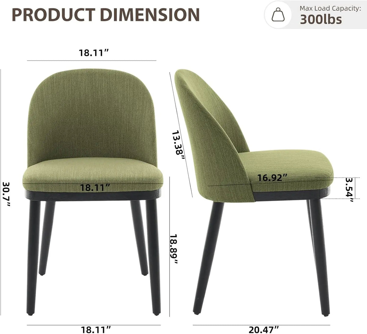 Dining Chairs Set of 2 – High Backrest & Deep Seat