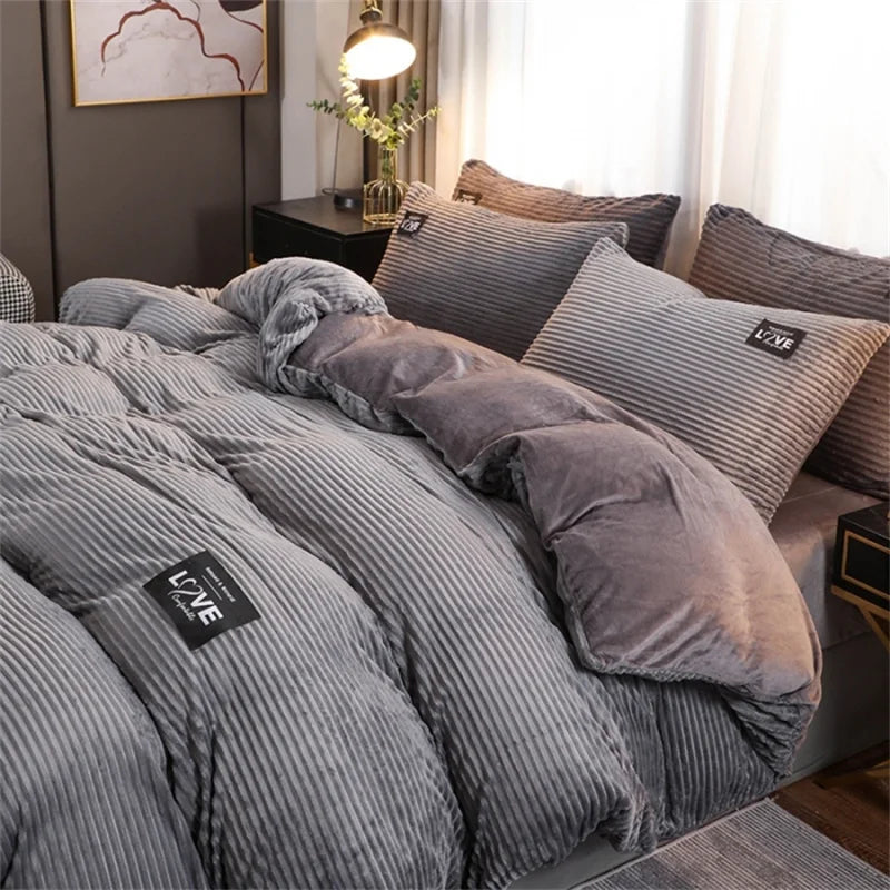 Plush Duvet Cover – Soft Fluffy Bedding Set Grey