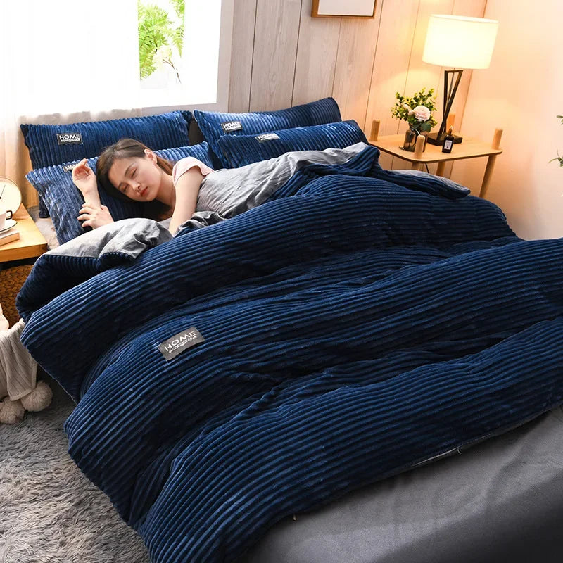 Plush Duvet Cover – Soft Fluffy Bedding Set Blue