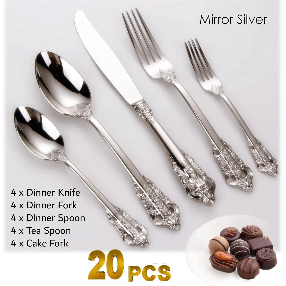 Baroque Gold Plated Stainless Steel Cutlery Set