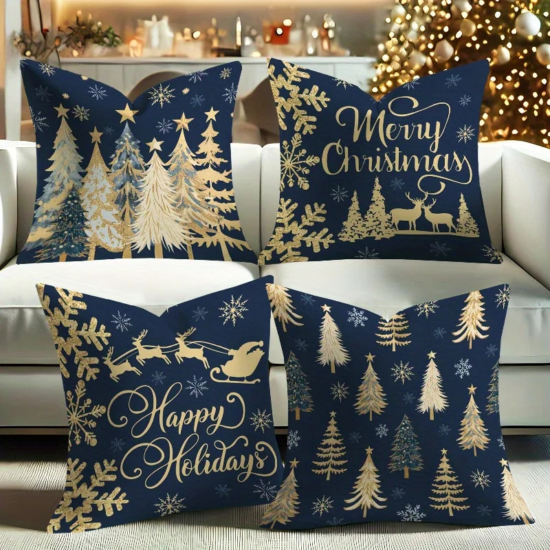 Embroidered Christmas Cushion Cover