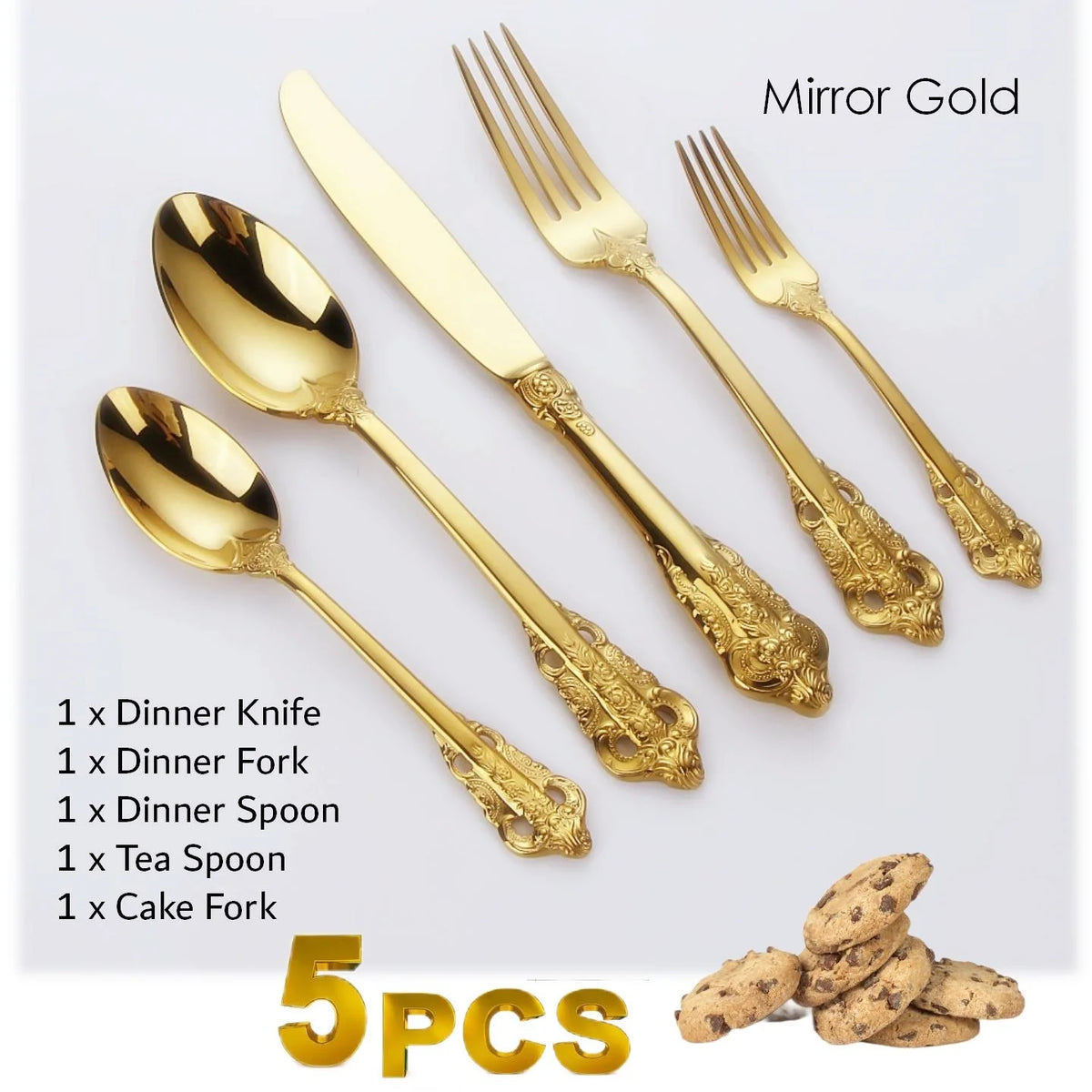 Baroque Gold Plated Stainless Steel Cutlery Set