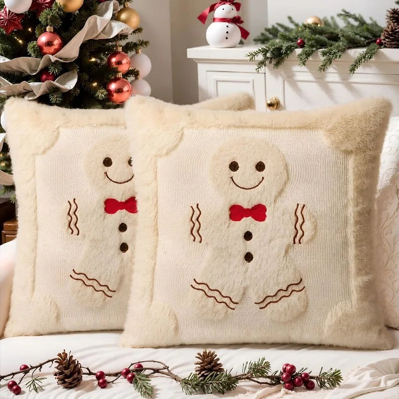 Christmas Tree Embroidered Cushion Cover – 2 piece set, 45x45 cm