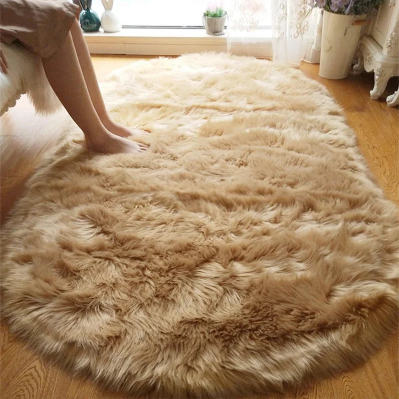Oval High-Pile Rug – Soft, Non-Slip & Washable