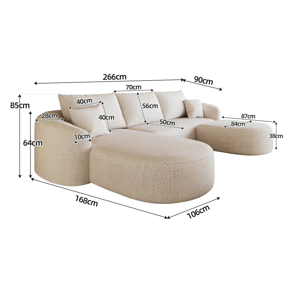 Modular U-Shaped Cloud Sofa – White