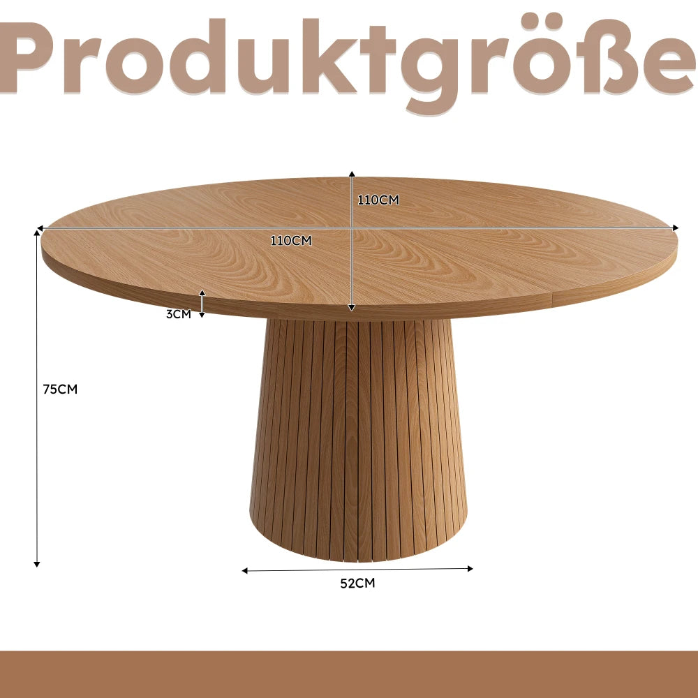 Round Dining Table with Pedestal Base – Oak/Walnut