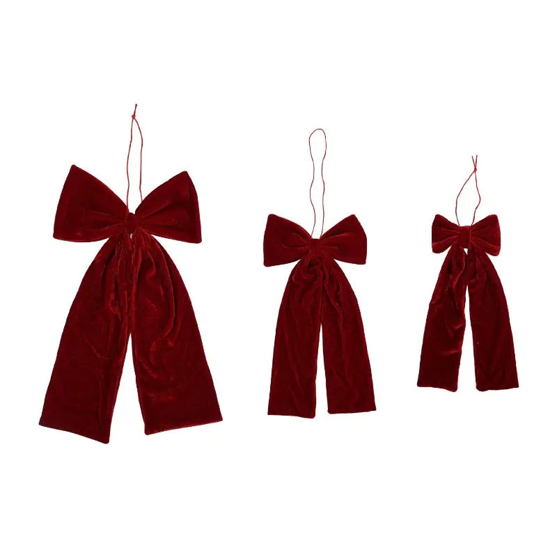 Burgundy Velvet Christmas Bow Ornaments