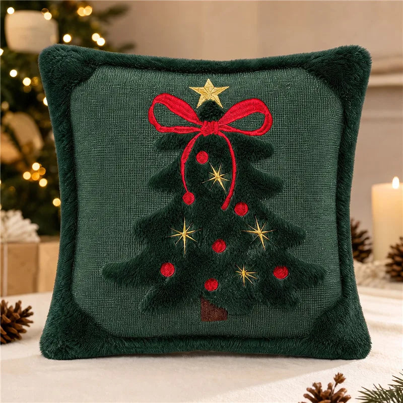 Christmas Tree Embroidered Cushion Cover – 2 piece set, 45x45 cm