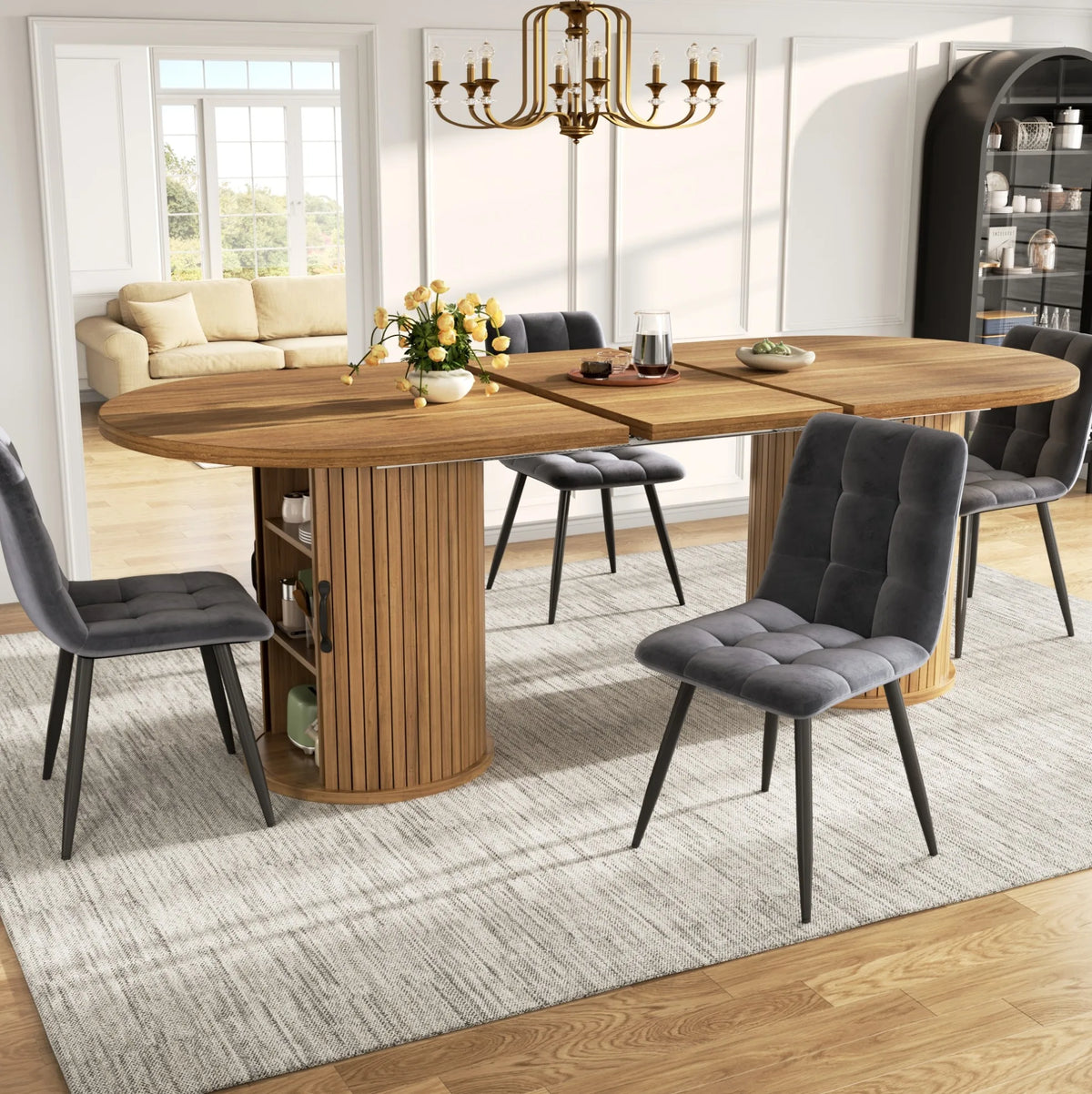 Extendable Dining Table 150–190 cm with Hidden Storage – Dark Brown