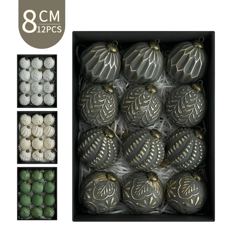 Antique 3D Christmas Bauble Set