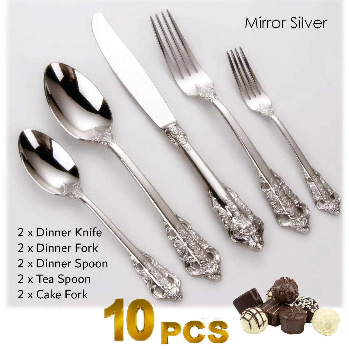 Baroque Gold Plated Stainless Steel Cutlery Set