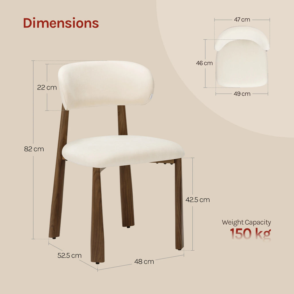 Dining Chairs Set of 2 – Chenille Upholstery & Metal Legs