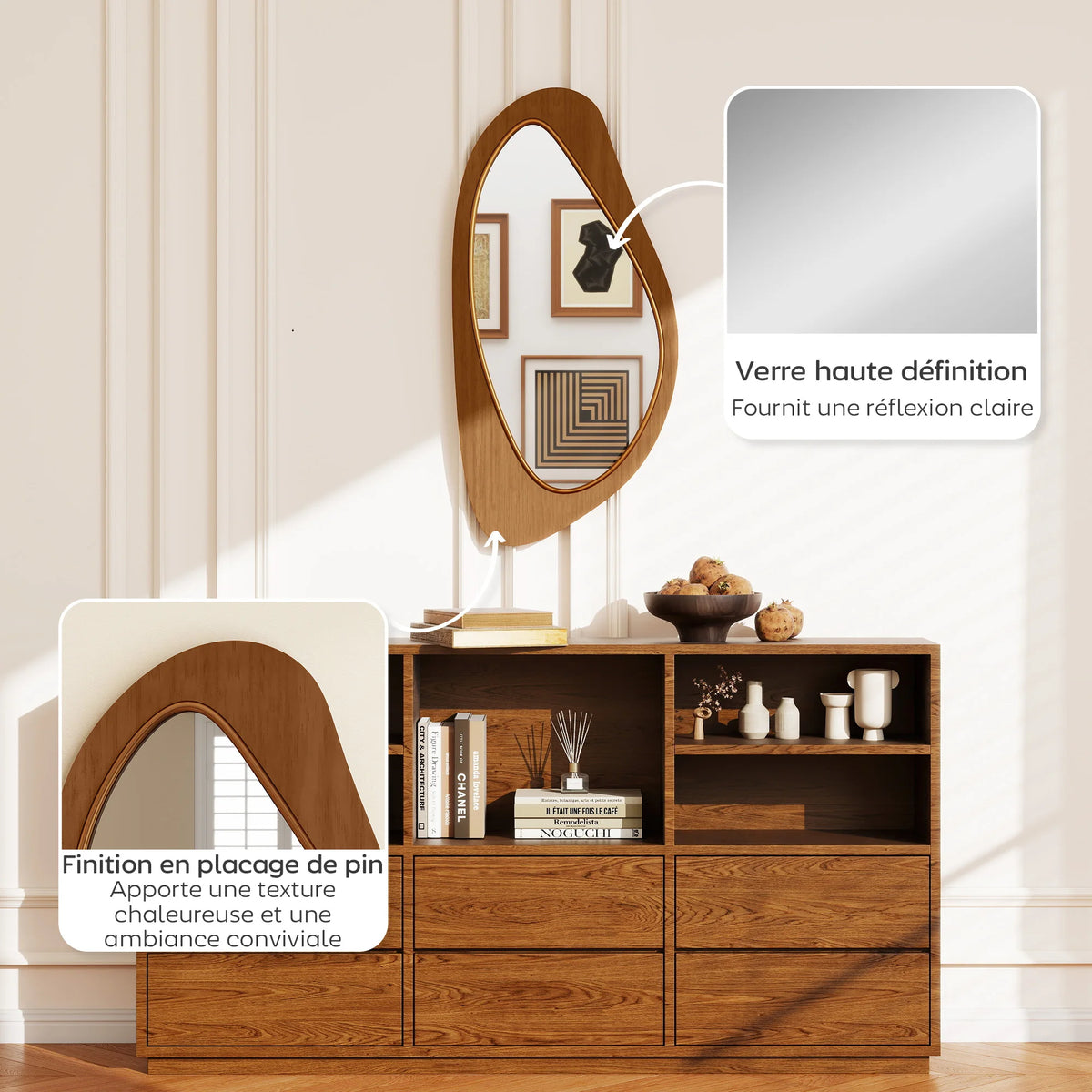 Modern Wall Mirror – Decorative Mirror for Hallway, Living Room & Bedroom