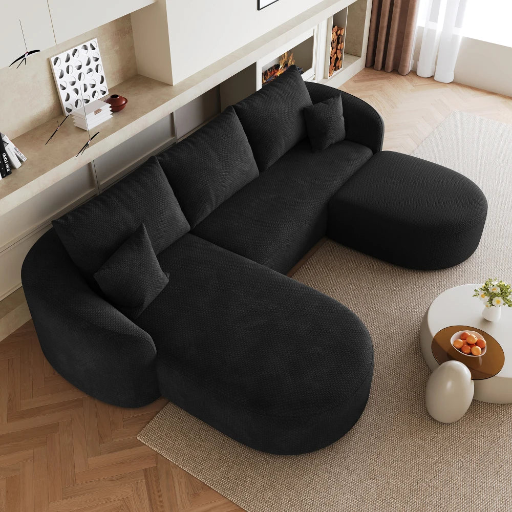 Modular U-Shaped Cloud Sofa – Black