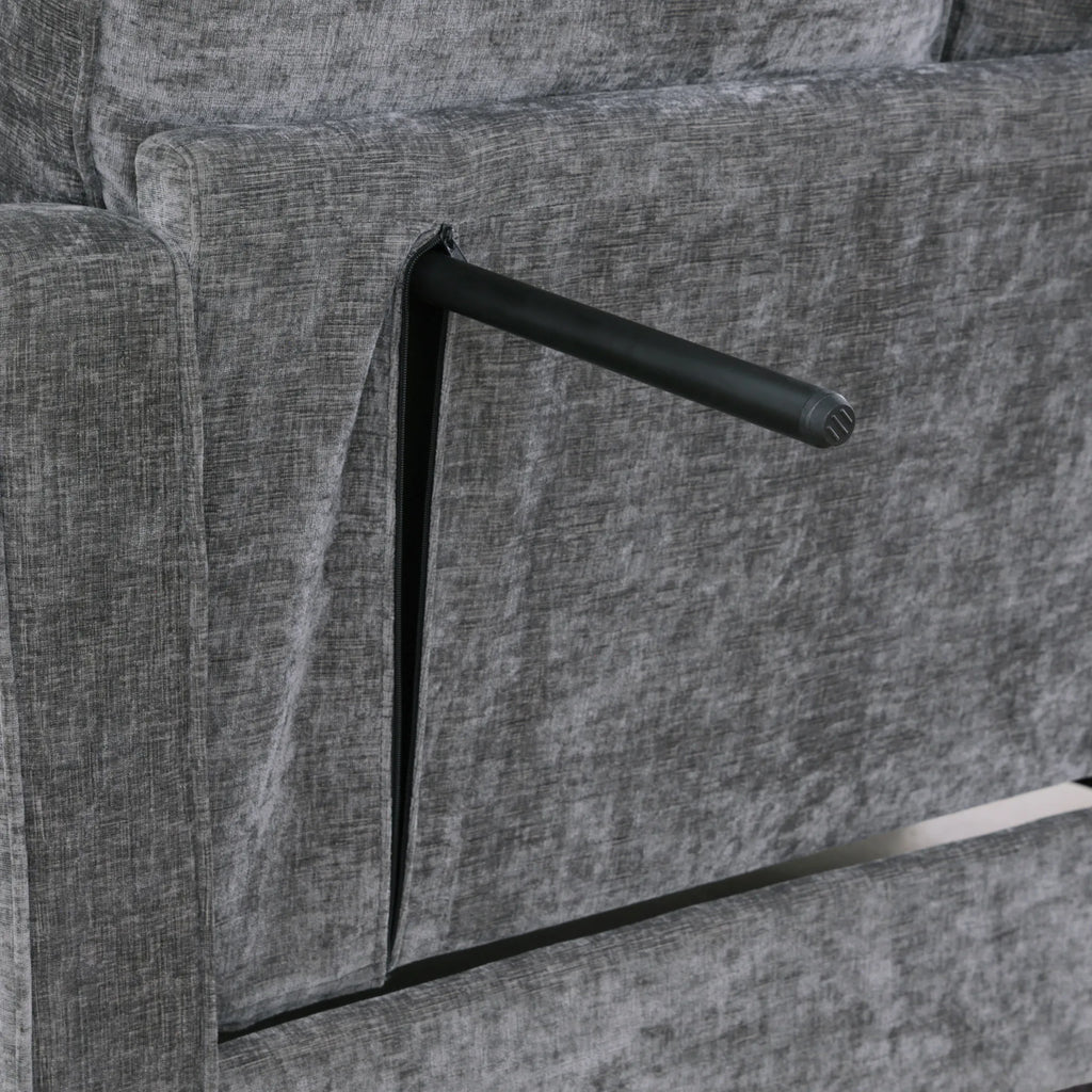 2-in-1 Convertible Sofa Bed with Storage Ottoman – Dark Grey