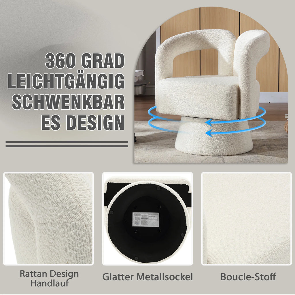 360° Swivel Armchair – Soft Upholstery & Armrests
