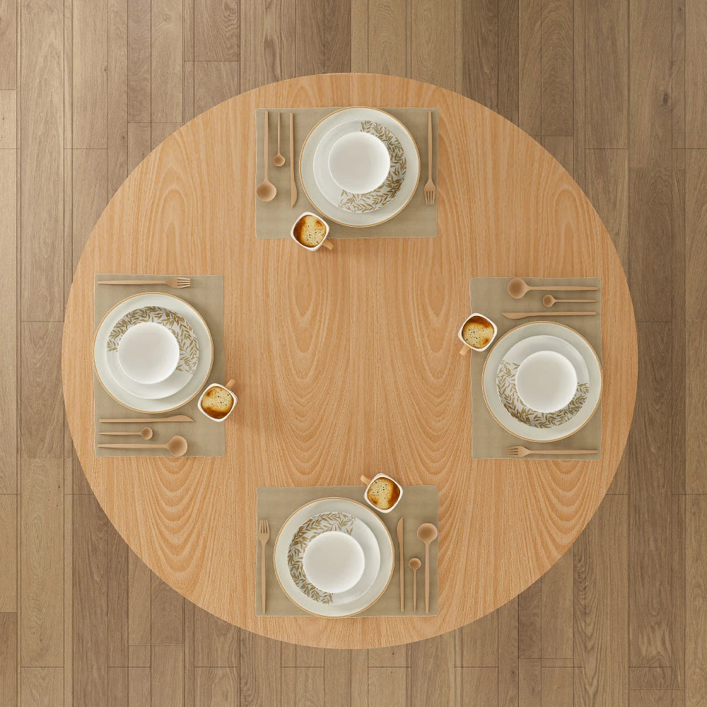 Round Dining Table with Pedestal Base – Oak/Walnut