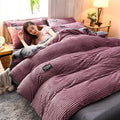 Plush Duvet Cover – Soft Fluffy Bedding Set Bean Paste
