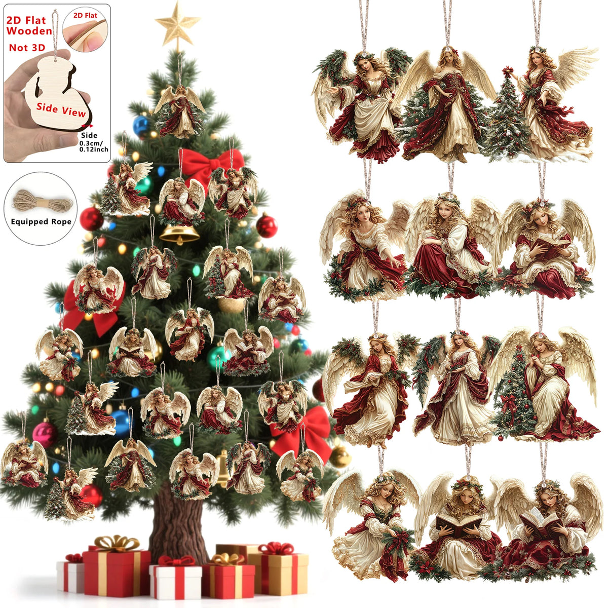 Wooden Angel Christmas Ornaments