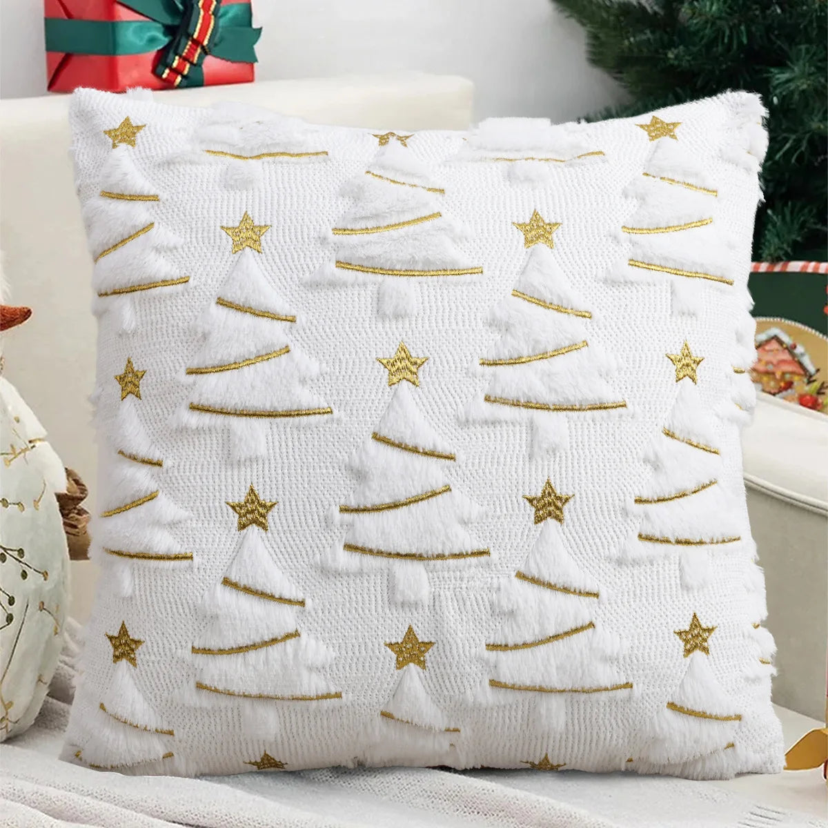 Christmas Tree Embroidered Cushion Cover – 2 piece set, 45x45 cm
