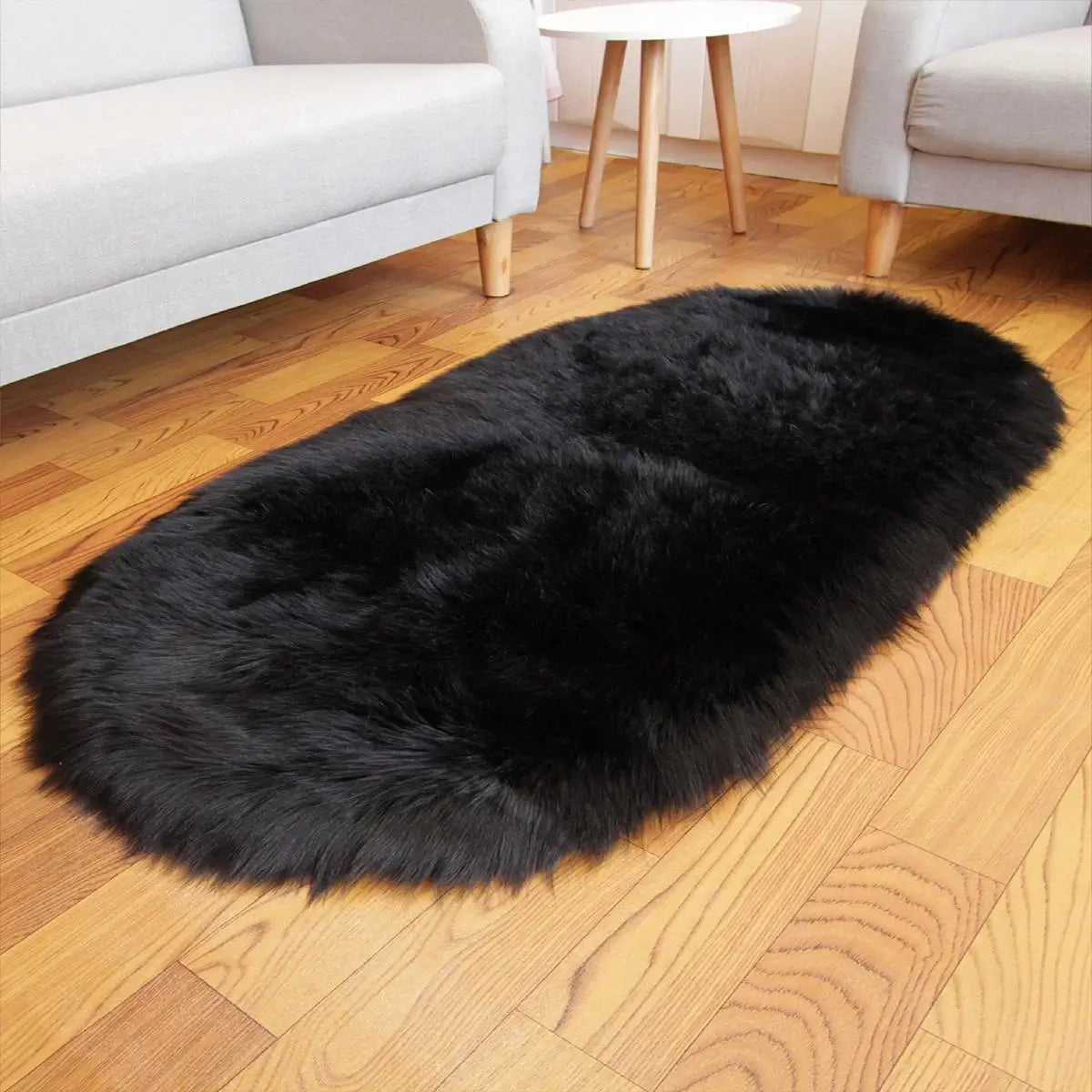 Oval High-Pile Rug – Soft, Non-Slip & Washable