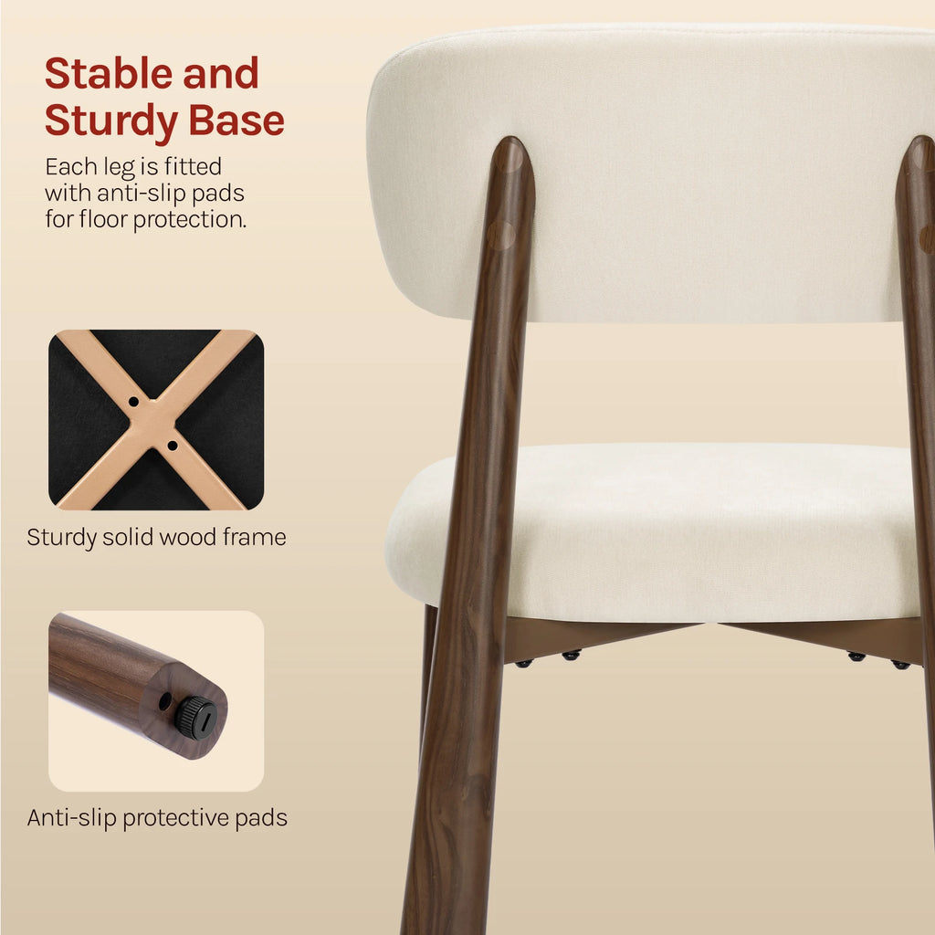 Dining Chairs Set of 2 – Chenille Upholstery & Metal Legs