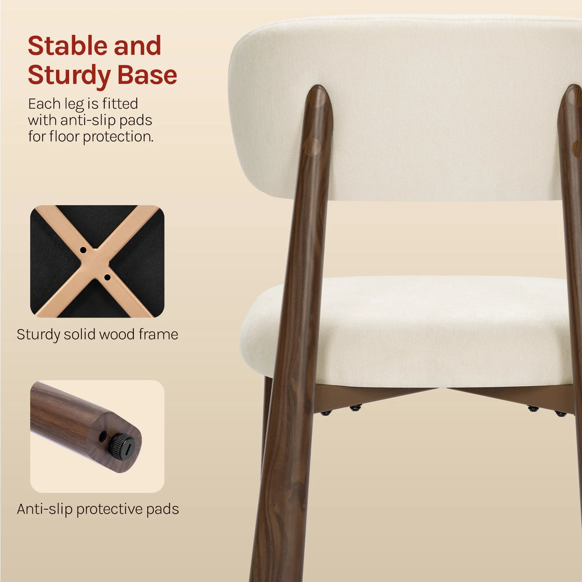 Dining Chairs Set of 2 – Chenille Upholstery & Metal Legs