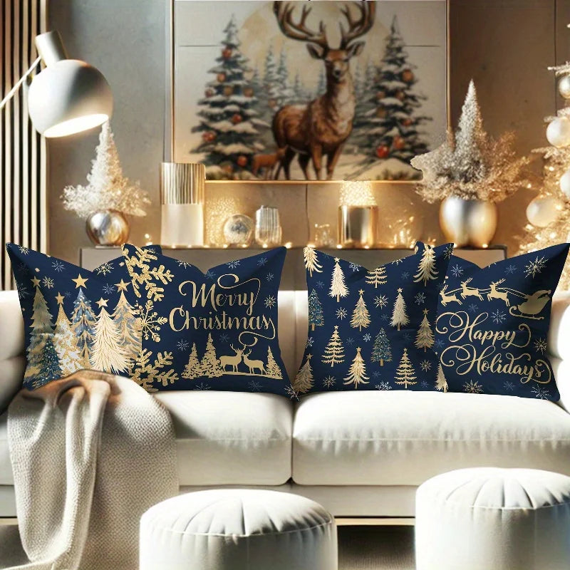 Embroidered Christmas Cushion Cover