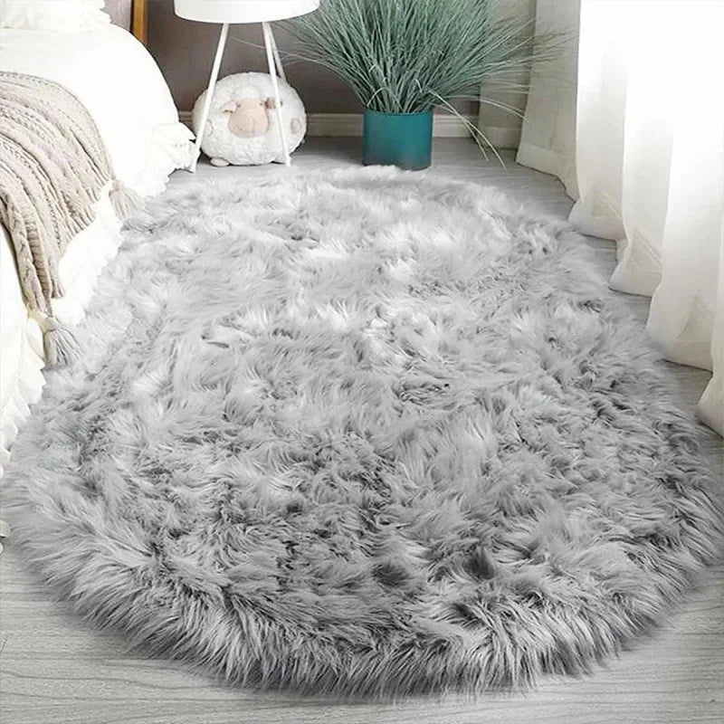 Oval High-Pile Rug – Soft, Non-Slip & Washable