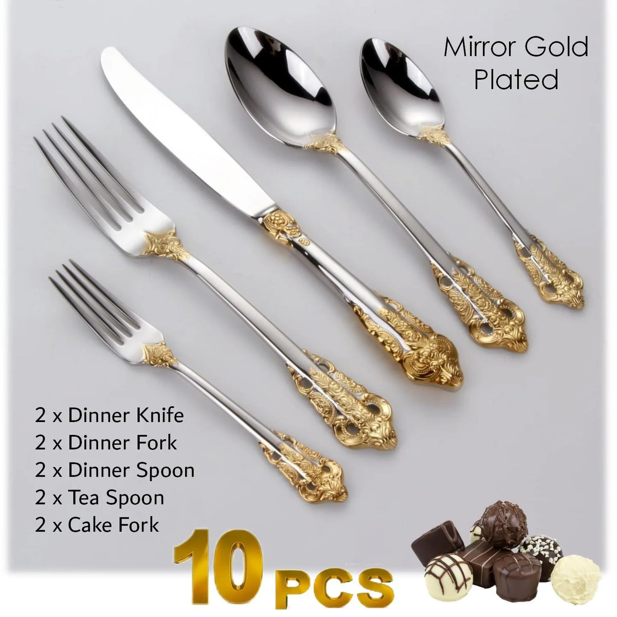 Baroque Gold Plated Stainless Steel Cutlery Set