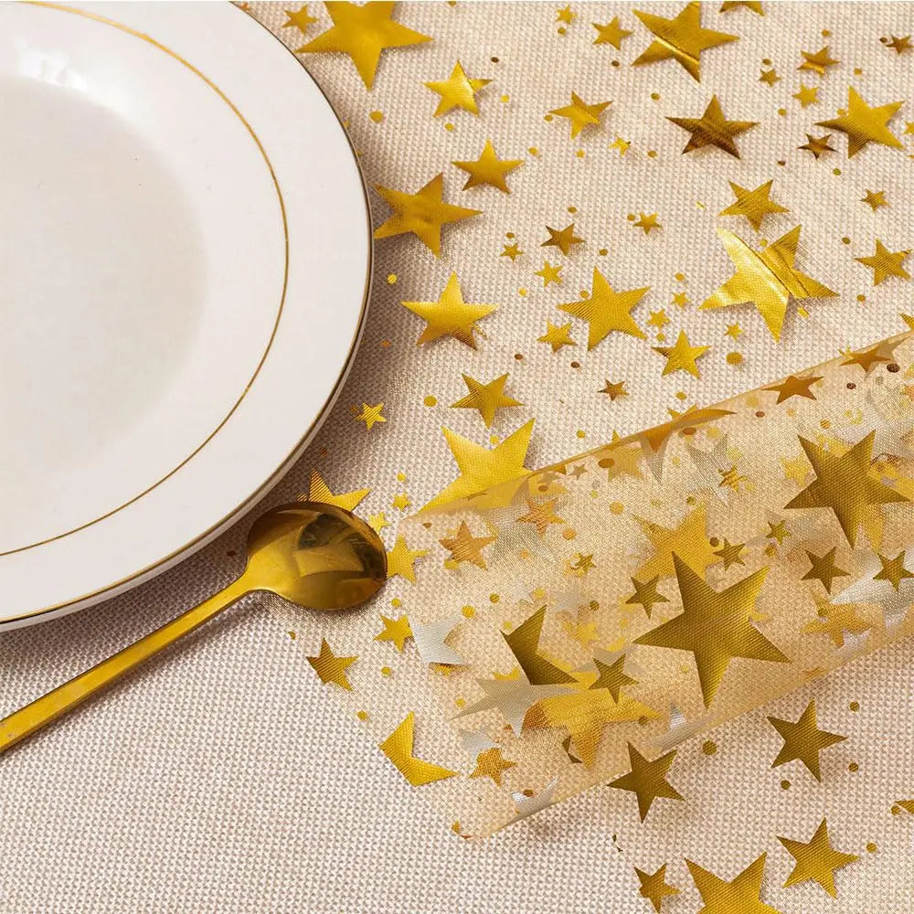 Gold Star Glitter Christmas Table Runner