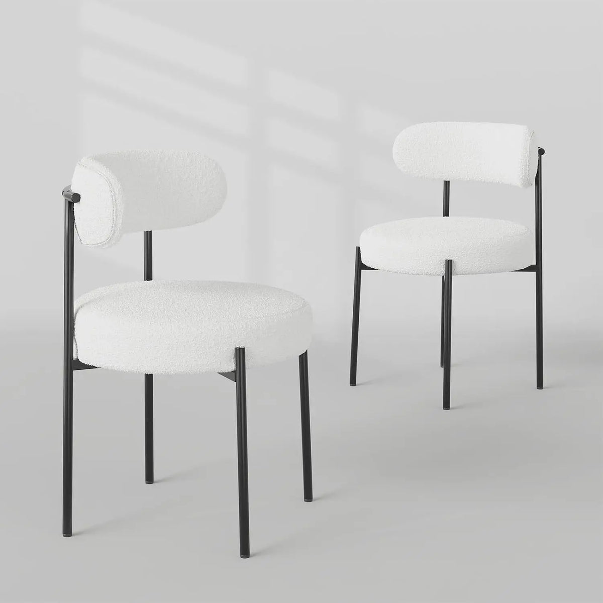 Dining Chairs Set of 2 – Curved Backrest & Metal Legs