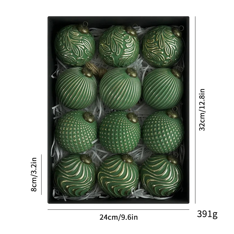 Antique 3D Christmas Bauble Set