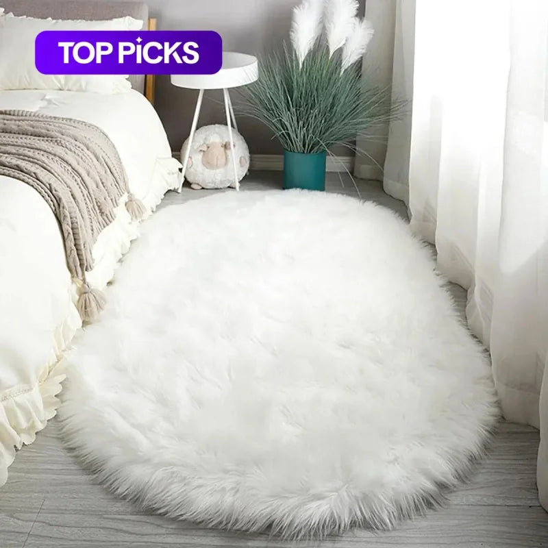 Oval High-Pile Rug – Soft, Non-Slip & Washable